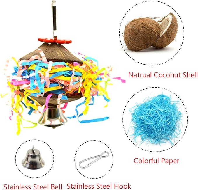 5Pcs Small Parrot Chewing Toys Bird Shredder Toys Bird Parrot Foraging Hanging Toys for Small Birds Parakeets Parrotlets Lovebirds Cockatiels