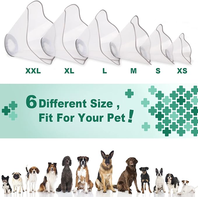 Supet Dog Cone Adjustable Pet Recovery Collar Dog Surgery Cone Protective Dog Cone Collar for Large Small Dogs After Surgery, Plastic Dog Cats Neck Cone of Shame E-Collar Anti-Bite Lick Wound Healing