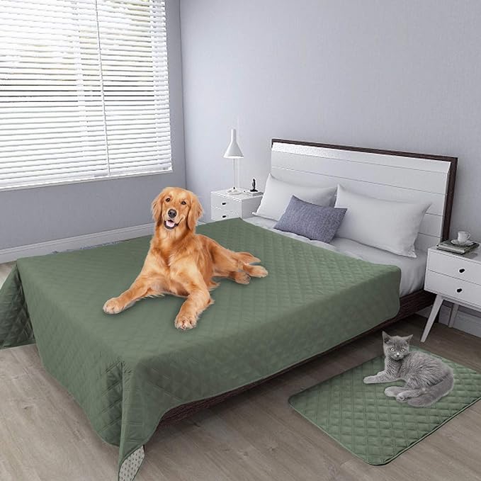 Easy-Going 100% Waterproof Dog Bed Cover, Non-Slip Pet Blanket for Furniture, Washable Couch Cover, Repleasement Sofa Cover (68x82 in,Greyish Green)