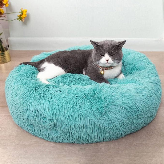 Cat Beds for Indoor Cats - Cat Bed Washable 20/24 inches, Dog Beds for Small Medium Dogs, Anti Anxiety Round Fluffy Plush Faux Fur Cat Bed,Thick Bottom Keep Pets Off The Cold Tile