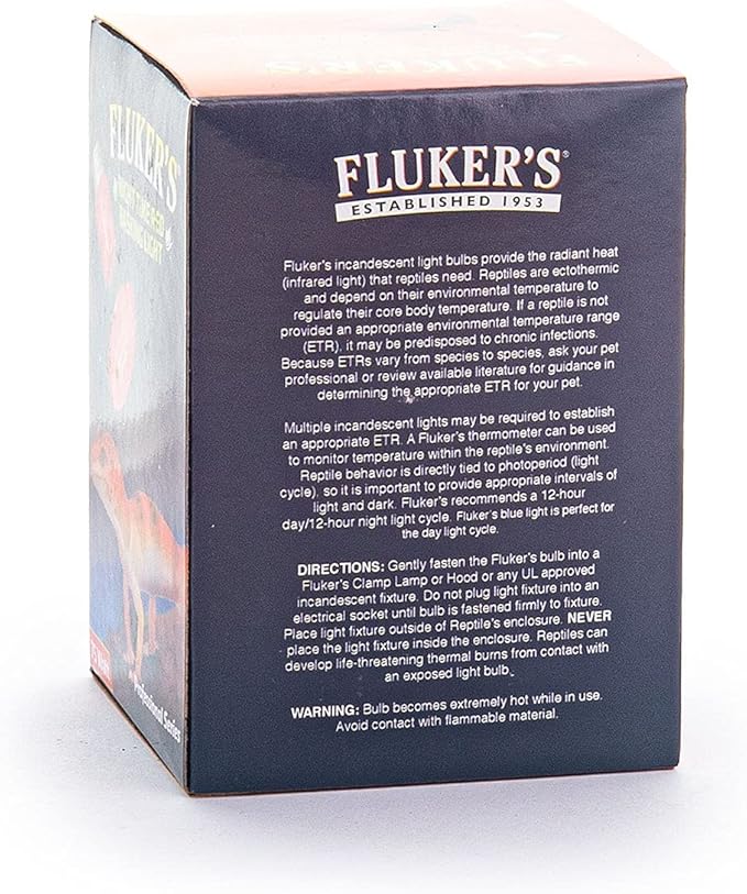 Fluker's Night Time Red Basking Spotlight, Infrared Heat Lamp for Reptiles, 75 Watt