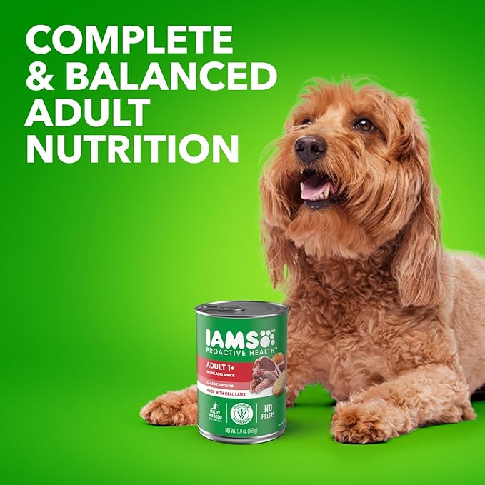 IAMS PROACTIVE HEALTH Adult Wet Dog Food Classic Ground with Lamb and Whole Grain Rice, of 13 oz.(Pack of 12)