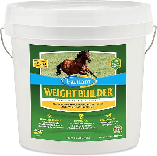 Farnam Weight Builder Horse Weight Supplement, Helps Maintain Optimal Weight and Body Condition with no Sugar Added, 7.5 pounds, 30 Day Supply