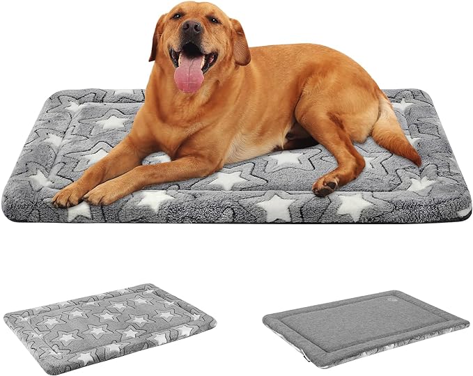 EMPSIGN Dog Bed Mat Dog Crate Pad Reversible (Cool & Warm), Machine Washable Dog Crate Mat, Kennel Pad for Dog Sleeping Mattress for Large Medium Small Dogs, Grey