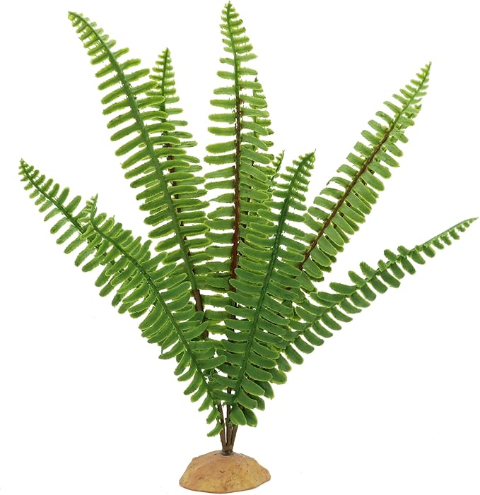 Fake Fern Plants, Reptile Plastic Terrarium Decor, Reptiles Amphibians Tank Accessories for Crested Gecko Leopard Lizard Chameleon (Fern-M)