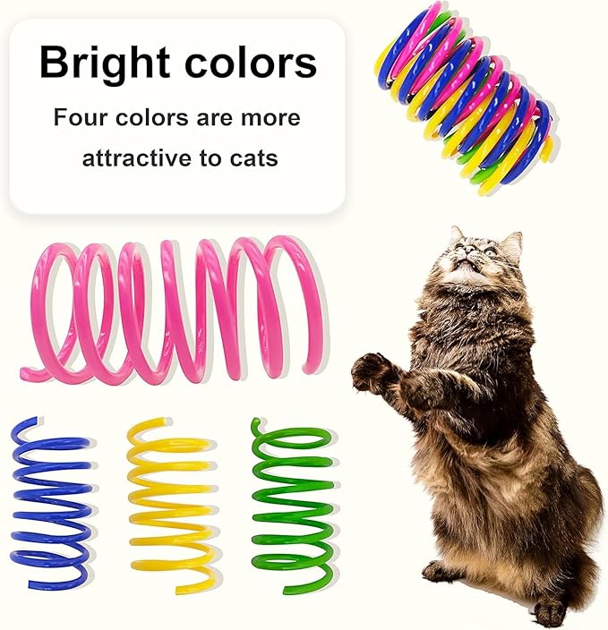 AGYM Cat Springs Toys 60 Packs for Indoor Cats,Colorful & Durable Plastic Spring Coils Attract Cats for Swatting Biting Hunting Interactive Cat Toys