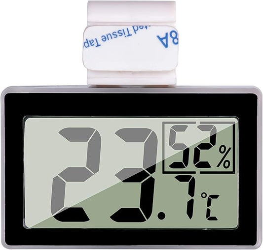 Reptile Thermometer Hygrometer LCD Digital Humidity Gauge Digital Thermometer Hygrometer for Reptile Terrarium Digital Reptile Tank Thermometer Hygrometer with Hook (Black)