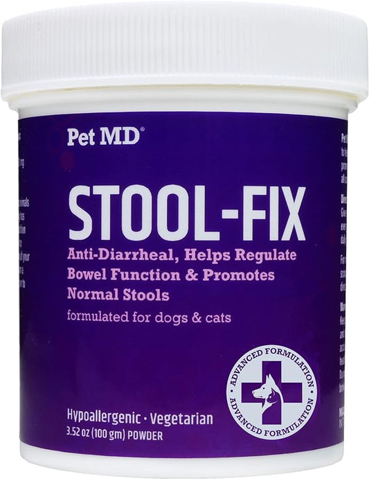 Pet MD Stool-Fix - Powdered Clay Anti Diarrhea for Dogs & Cats - Anti Diarrheal Treatment for Upset Stomach Relief, Promotes Normal Stool - 100g