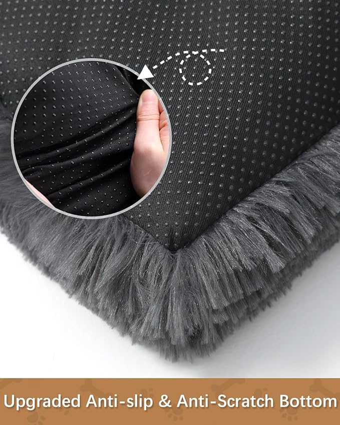 Dog Crate Pad Ultra Soft Dog Bed Mat Washable Pet Kennel Bed with Non-Slip Bottom Fluffy Plush Sleeping Mat for Large Medium Small Dogs, 35 x 22 Inch