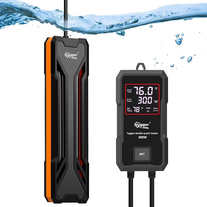 hygger Aquarium Heater 300W/500W/800W/1000W, Submersible Fish Tank Heater with Digital LED Controller and Intelligent Leaving Water Automatically Stop Heating System, for Freshwater and Saltwater