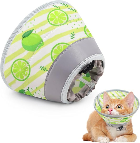 Cat Cone Collar Soft, Comfortable Cat Recovery Collar Pet Cone for Small Large Cats, Lightweight Elizabethan Collar for Cats Kittens After Surgery Prevent from Licking Wounds, Light Green, M