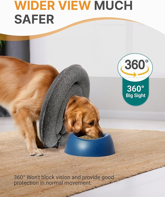 MIDOG Dog Cone Collar for Large Medium Dogs, Soft Inflatable Dog Cone Alternative After Surgery,Adjustable Protective Recovery Cone for Dogs and Cats-Alternative E Collar Does Not Block Vision-Gray,XS