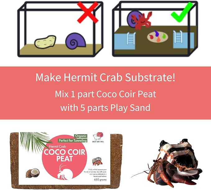 Coco Coir Peat Hermit Crab Substrate Bedding 1.4 lbs - 650 grams - 3 pack