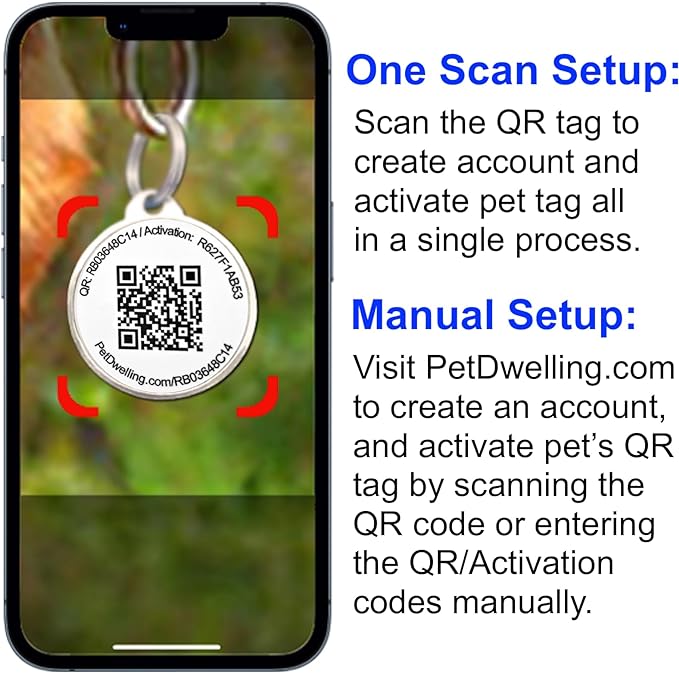 Premium Pet ID Tag for Dogs and Cats: Easy Scan QR Code, Instant Online Pet Profile Access, & Scan Location Alerts(Black Paw)