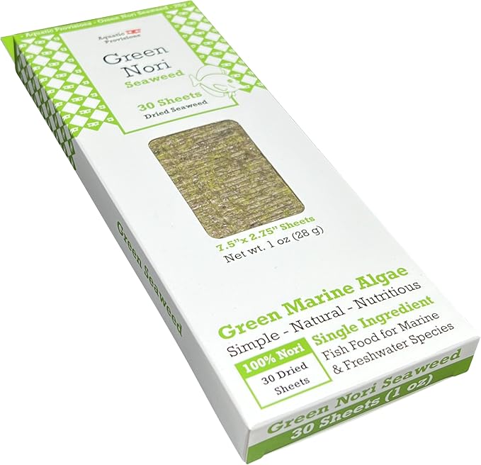 Green Seaweed, 30 Sheets, 1 oz, Dried Fish Food for Marine and Freshwater Aquarium Species