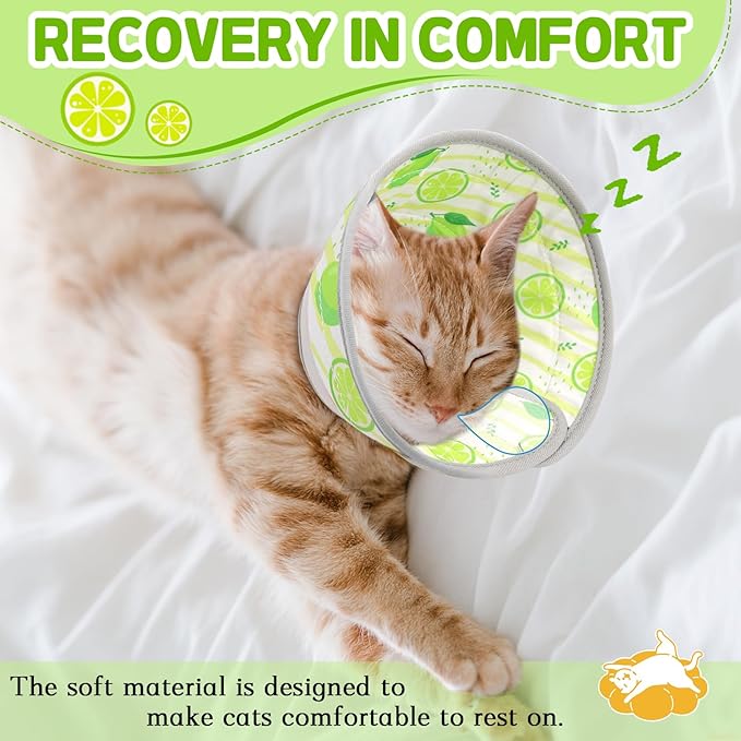 Cat Cone Collar Soft, Comfortable Cat Recovery Collar Pet Cone for Small Large Cats, Lightweight Elizabethan Collar for Cats Kittens After Surgery Prevent from Licking Wounds, Light Green, S