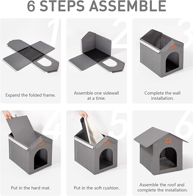 Love's cabin Outdoor Cat House Weatherproof, Insulated Feral Cat House Outdoor for All Season, Waterproof Outside Cat House for Outdoor/Indoor Cats, Feral Cat Shelter with Removable Soft Cushion
