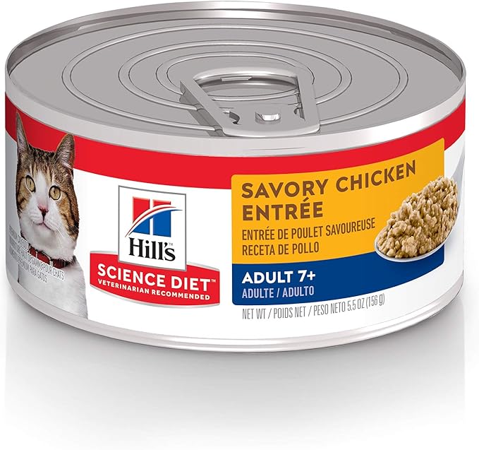 Hill's Science Diet Adult 7+, Senior Adult 7+ Premium Nutrition, Wet Cat Food, Chicken Minced, 5.5 oz Can, Case of 24