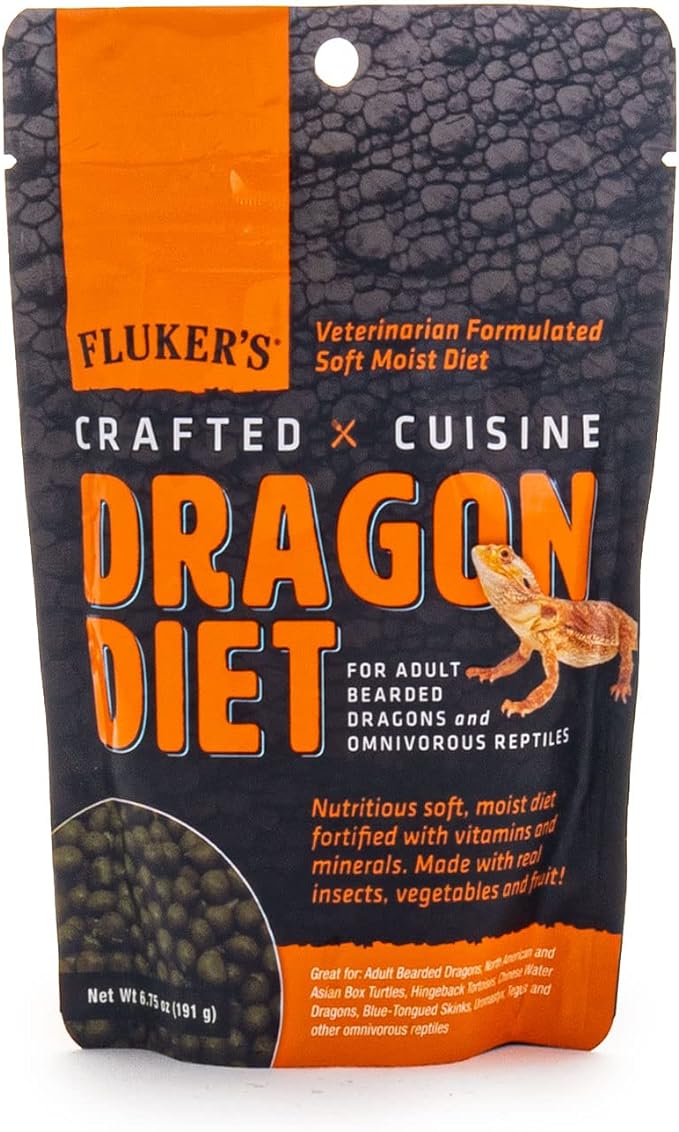 Fluker's Crafted Cuisine Diet, Adult Bearded Dragon and Omnivorous Reptile Food, Made with Crickets, Mealworms, Real Fruits & Veggies 6.75 oz