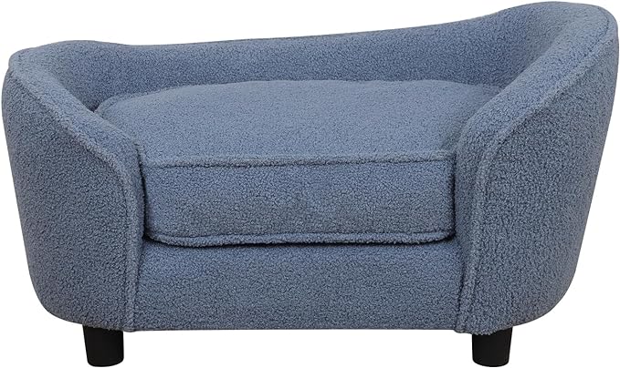 Velvet Pet Sofa Bed, Cat Sofa Couch, Comfy Dog Sofa & Chair for Small Dogs, Pet Couch Chair with Removeable & Washable Cushion for Puppy & Cats (blue)