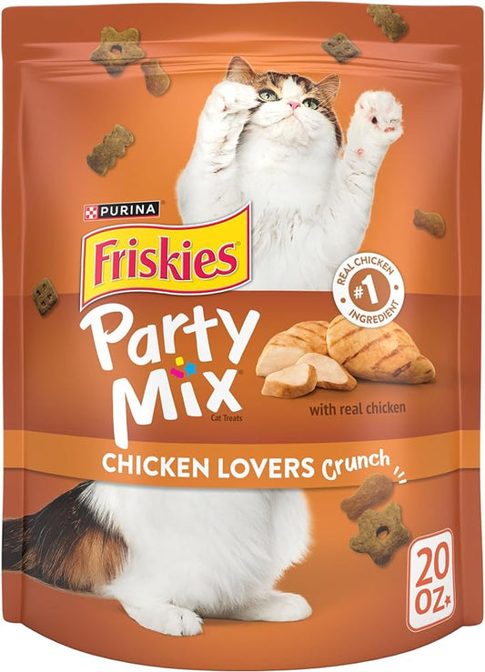 Purina Friskies Made in USA Facilities Cat Treats, Party Mix Chicken Lovers Crunch - 20 oz. Pouch