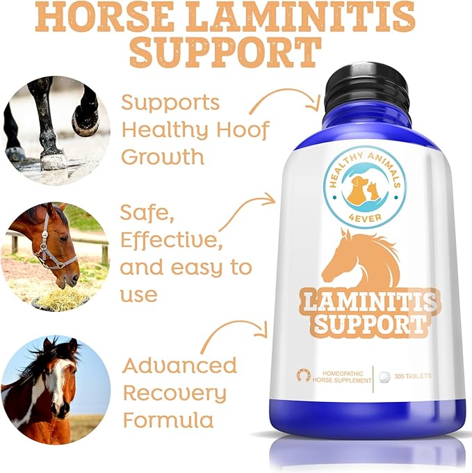 All-Natural Horse Laminitis Support - Horse Hoof Care Products for Damaged or Injured Hooves - Hoof Supplements for Horses - Homeopathic & Highly Effective - 300 Tablets