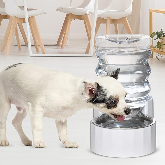 RIZZARI Automatic 5L Pet Waterer, Gravity Stainless Steel Water Dispenser, 100% BPA-Free, Large Capacity Water Feeder for Cats and Small and Medium-Sized Dogs