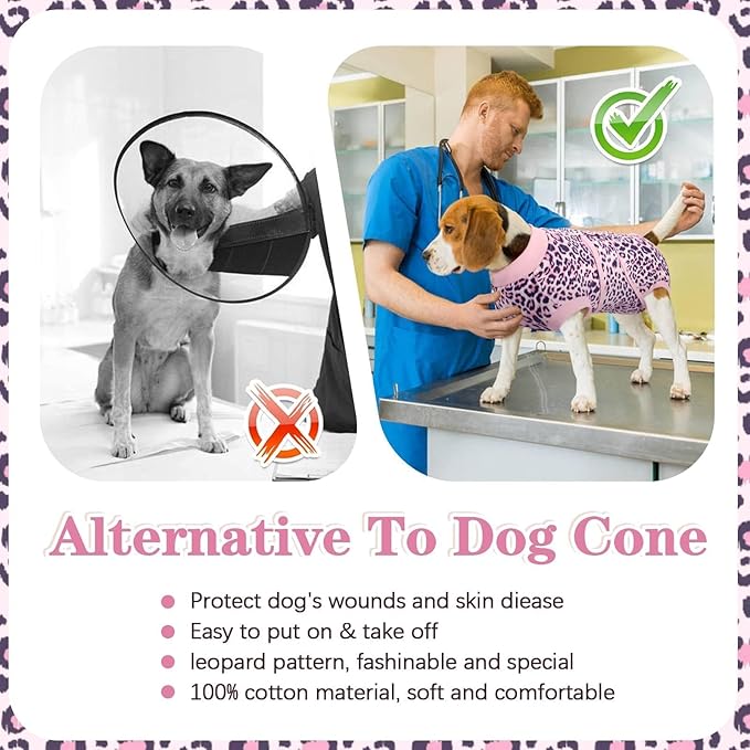 Kuoser Dog Surgery Recovery Suit, Recovery Suit for Female Male Dogs, Dog Onesie After Surgery Spay Neuter, Anti-Licking Pet Surgical Recovery Snugly Suit, Bodysuit for Abdominal Wounds Skin Disease