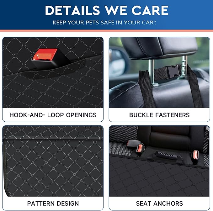 Dog Car Seat Cover Dog Seat Cover for Back Seat Scratch Prevention Dog Hammock Protects Against Dirt Dog Seat Covers for Cars Fits for Small SUVs and Trucks 54"x 58", Black