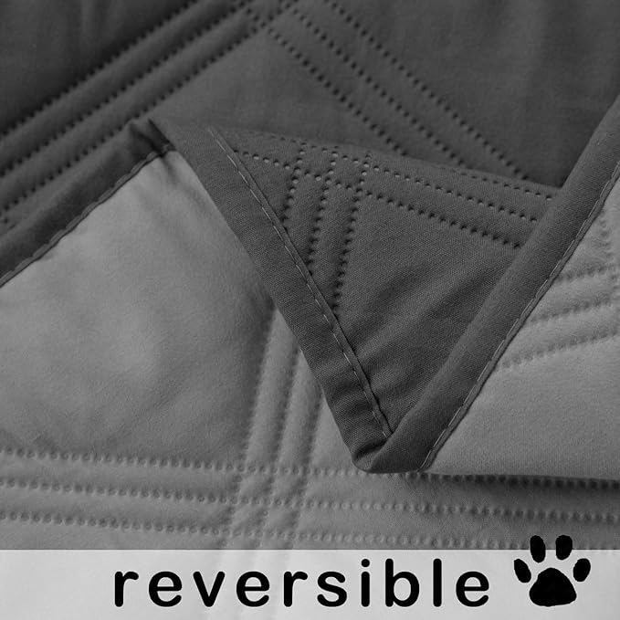 Waterproof & Reversible Bed Cover, Blanket Sofa, Couch Mattress Furniture Protector for Dog, Pet, Cat(52in*82in,Dark Grey/Grey) (Dark Grey/Grey, 52x82 Inch)