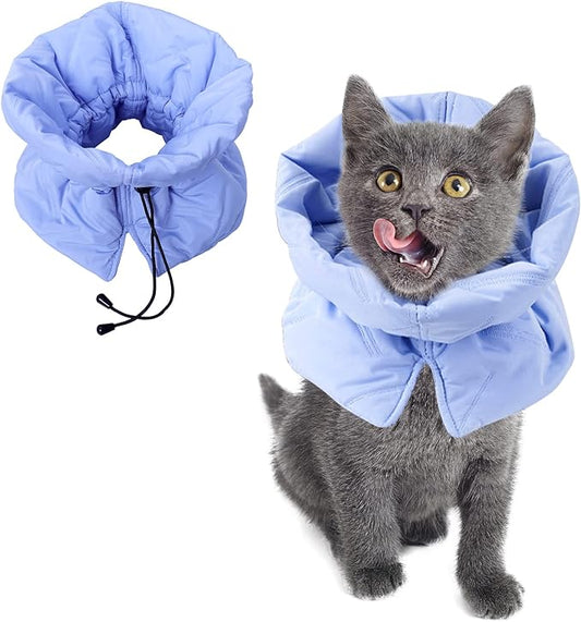 Cat Recovery Collar, Soft Adjustable Cat Cone Alternative, Lightweight Waterproof Fasteners Collars for Cats Kittens Puppies, After Surgery Stop Licking and Daily Use (Blue, M(Neck7.8-13.7"))