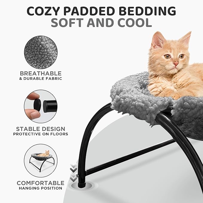 Elevated Cat Hammock Bed - Cozy Cat Hammocks for Large Cats, Versatile Cat Bed Hammock for Cats or Dogs, Extra Large Cat Hammock for Indoor Cats or Dogs, Raised Pet Hammock Cat Chair for Indoor Cats