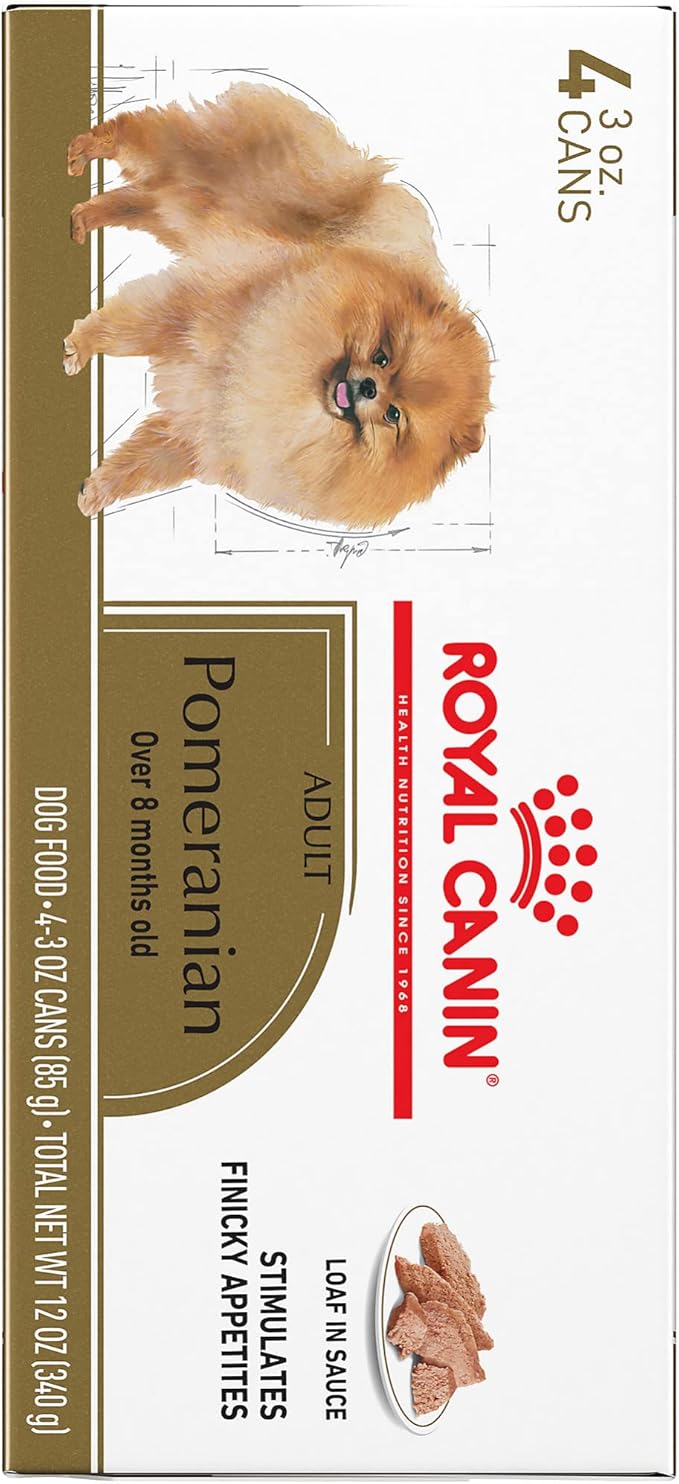 Royal Canin Breed Health Nutrition Pomeranian Adult Loaf in Sauce Canned Dog Food, 3 oz can (4-pack)