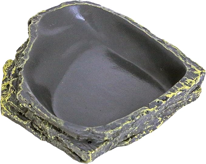 MODERNJOE'S Rock Corner Water/Food Dish for Reptiles and Amphibians, Little Critters Water/Food Bowl(4.8 x 4.2 x 0.9 inches)