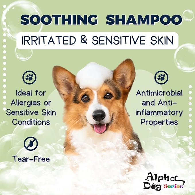 Alpha Dog Series - Grooming Natural Herbal Dog Shampoo, pH Balanced Shampoo for Dogs, Moisturizing Soothing Dog Shampoo for Sensitive Skin - 26.4 fl. oz. (Pack of 6)