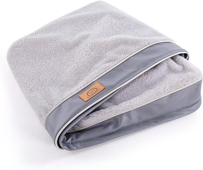 Dog Bed Covers Soft Plush Replacement Washable, Jumbo Extra Large Waterproof Dog Bed Cover with Zipper, Pet Bed Cover 47x29x4 Inches, Gray, Cover Only