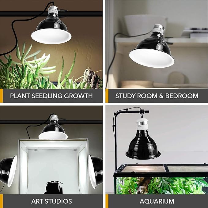 Simple Deluxe 50W Reptile Ceramic Heat Bulb No Light Emitting with 5.5 Inch 60W Dome Light Clamp Lamp Fixture and Digital Thermostat Controller, for Incubating Chicken & Amphibian Pet