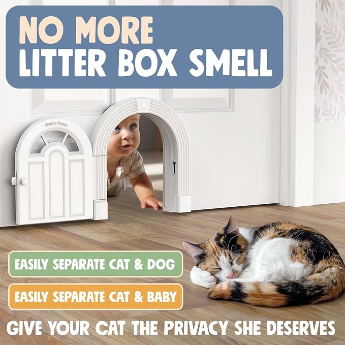 Cat Door Interior Door - Meow Manor Extra Large Pet Door, 10.25 x 11 No-Flap Cat Door Interior Door for Cats up to 30 lbs, Easy DIY Setup, Secured Installation in Minutes, No Training Needed