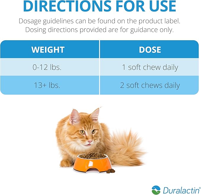 PRN Pharmacal Duralactin Feline Fatty Acid Soft Chews - Joint Health Supplement for Cats & Kittens to Help Manage Soreness - omega-3 Fatty Acid Supplement - Chicken Liver Flavor - 60 Chews