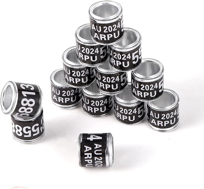 100Pcs Multicolor Aluminium Pigeon Leg Rings Dove Leg Rings Identify Bands Plastic with Training Identify Birds Foot Ring (Black)