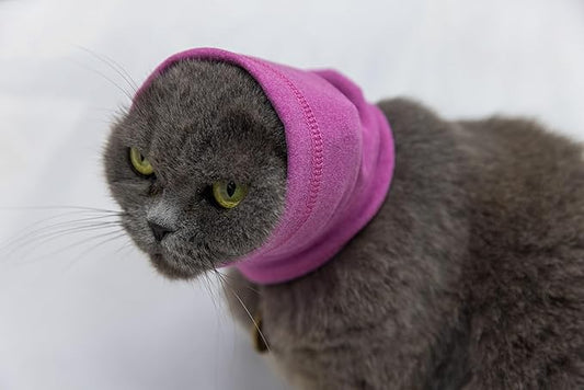 Cat Anxiety Ear Cover Bath Keep Cat Clam No Flap Ear Wrap Cat Small Quiet Ears for cats Anxiety Rose S