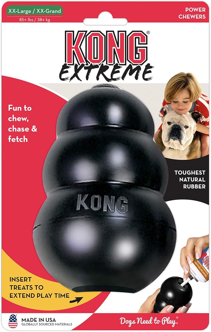 KONG Extreme Dog Toy - Fetch & Chew Toy - Treat-Filling Capabilities & Erratic Bounce for Extended Play Time Most Durable Natural Rubber Material - for Power Chewers - for XX-Large Dogs