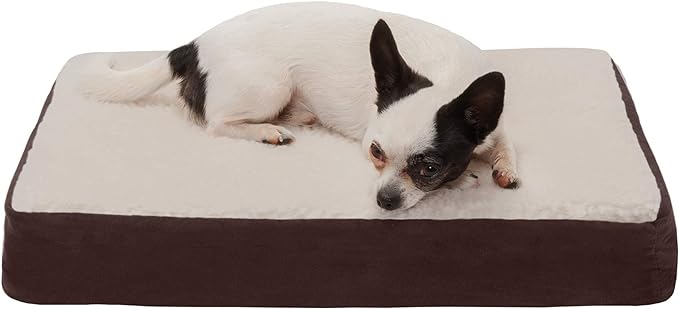 Furhaven Memory Foam Dog Bed for Small Dogs w/ Removable Washable Cover, For Dogs Up to 20 lbs - Sherpa & Suede Mattress - Espresso, Small