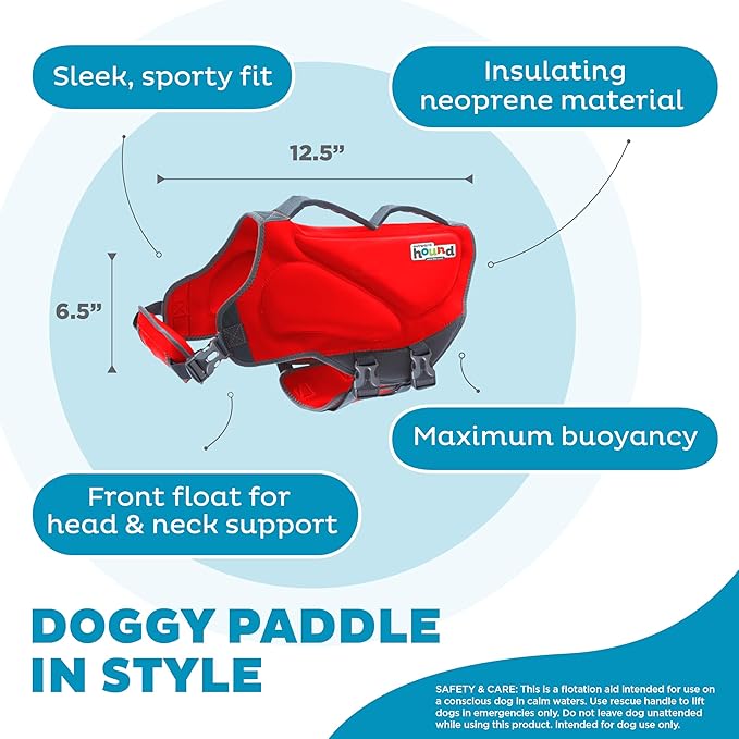 Outward Hound Dawson Swim Red Dog Life Jacket, Medium