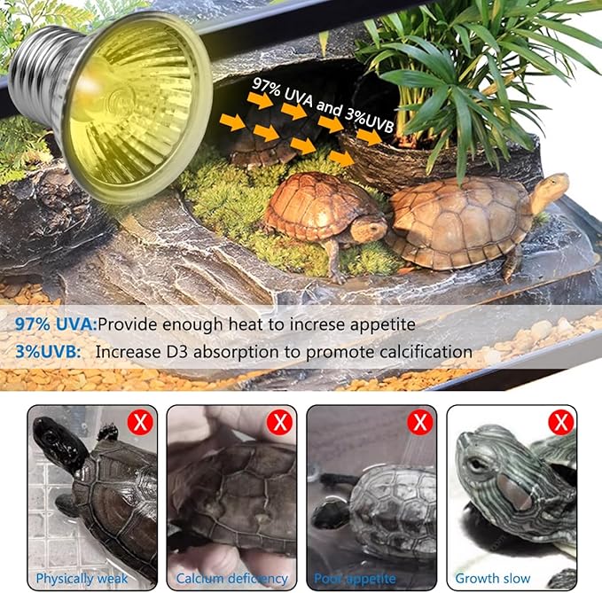 4-Pack 50W UVA UVB Light Bulbs for E27 Reptile Heat Lamp, Basking Spot Light Simulated Sunlight, Heating Lamp for Turtle, Lizard, Snake, Beared Dragon, Amphibians