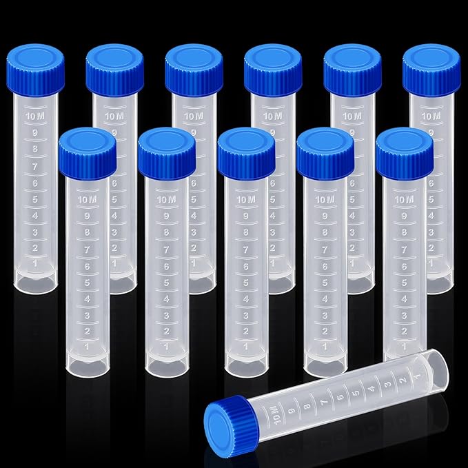 12 Pcs Replacement Test Tubes for Aquarium Test Kits, 10ml Plastic Frozen Self Standing Test Tubes with Scale line for Aquarium Water Testing