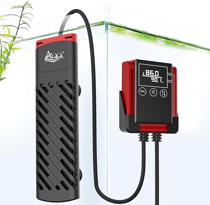 AQQA Aquarium Heater 100W for 8-20 Gal Fish Tank Heater PTC Betta Fish Heater Submersible Turtle Tank Heater with External Digital Controller (100W for 8-20Gal)