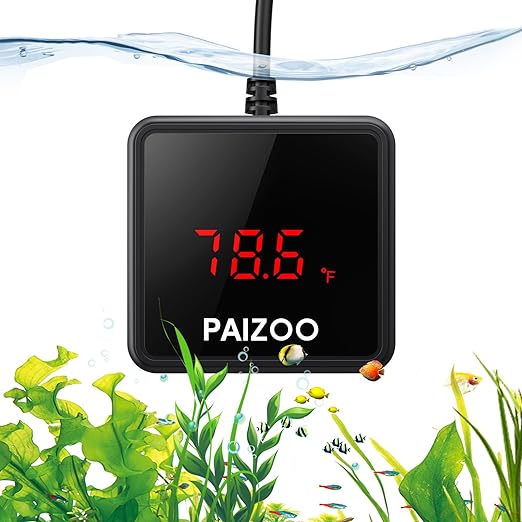 Aquarium Thermometer, LED Digital Thermometer for Fish Tank with USB Power, Highly Accurate Waterproof Temperature Gauge with Suction Cup and 6.5ft Power Cord for Saltwater and Freshwater