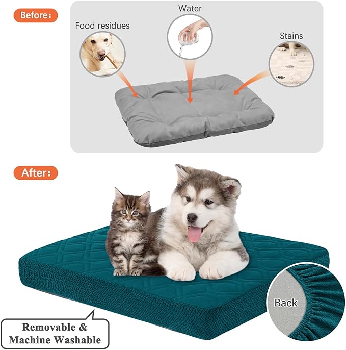 Dog Bed Covers Replacement Washable - Waterproof Dog Bed Covers Quilted, Water Absorbable Pet Puppy Bed Cover for Dog Cat, Cover Only 30Lx20Wx6H Inches Peacockgreen