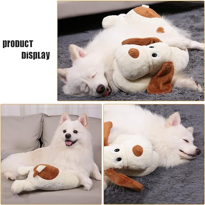 Puppy Heartbeat Toy, Dog Heartbeat Toy for Separation Anxiety Relief, Puppy Toy with Heartbeat Stuffed Animal Anxiety Calming Behavioral Aid Plush Toy for Dogs Cats Pets (White+)